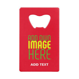 MODERN EDITABLE SIMPLE RED IMAGE TEXT TEMPLATE CREDIT CARD BOTTLE OPENER