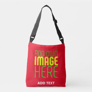 MODERN EDITABLE SIMPLE RED IMAGE TEXT TEMPLATE CROSSBODY BAG