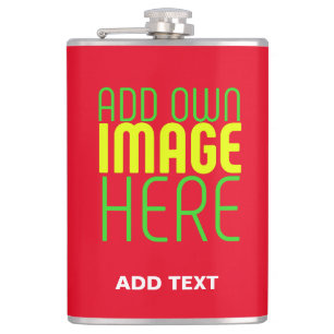 MODERN EDITABLE SIMPLE RED IMAGE TEXT TEMPLATE HIP FLASK