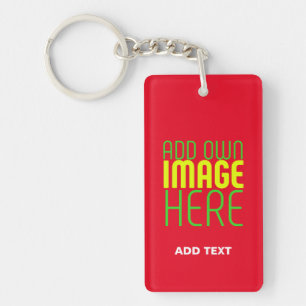 MODERN EDITABLE SIMPLE RED IMAGE TEXT TEMPLATE KEYCHAIN