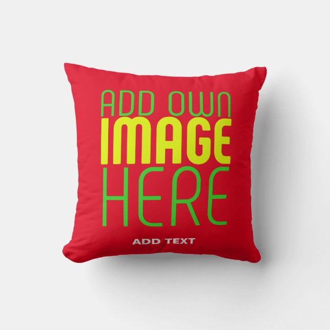 MODERN EDITABLE SIMPLE RED IMAGE TEXT TEMPLATE THROW PILLOW (Front)