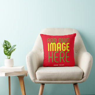 MODERN EDITABLE SIMPLE RED IMAGE TEXT TEMPLATE THROW PILLOW