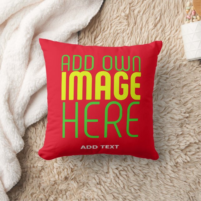 MODERN EDITABLE SIMPLE RED IMAGE TEXT TEMPLATE THROW PILLOW (Blanket)
