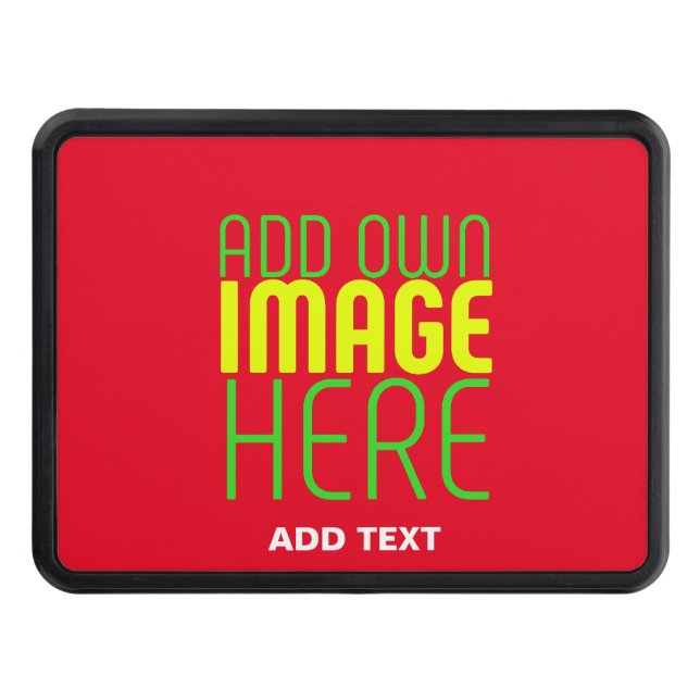 MODERN EDITABLE SIMPLE RED IMAGE TEXT TEMPLATE TRAILER HITCH COVER (Front)