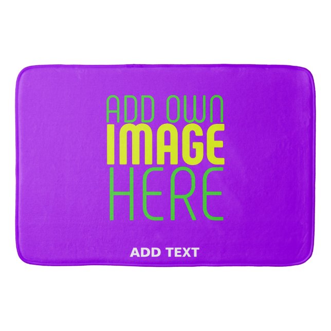 MODERN EDITABLE SIMPLE VIOLET IMAGE TEXT TEMPLATE BATH MAT (Front)
