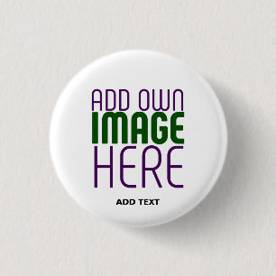 MODERN EDITABLE SIMPLE WHITE IMAGE TEXT TEMPLATE 1 INCH ROUND BUTTON