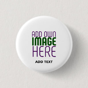 MODERN EDITABLE SIMPLE WHITE IMAGE TEXT TEMPLATE 1 INCH ROUND BUTTON