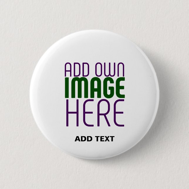 MODERN EDITABLE SIMPLE WHITE IMAGE TEXT TEMPLATE 2 INCH ROUND BUTTON (Front)