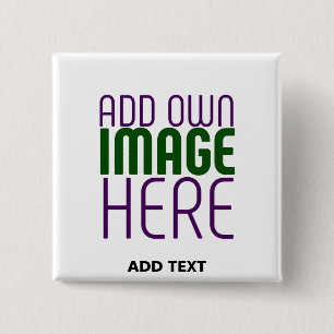 MODERN EDITABLE SIMPLE WHITE IMAGE TEXT TEMPLATE 2 INCH SQUARE BUTTON