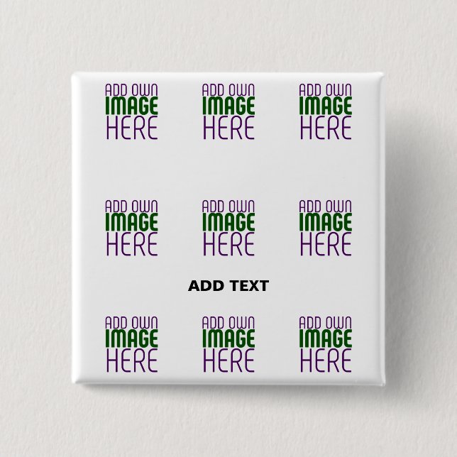 MODERN EDITABLE SIMPLE WHITE IMAGE TEXT TEMPLATE 2 INCH SQUARE BUTTON (Front)