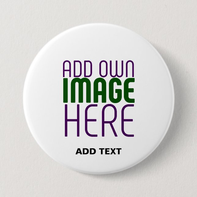 MODERN EDITABLE SIMPLE WHITE IMAGE TEXT TEMPLATE 3 INCH ROUND BUTTON (Front)