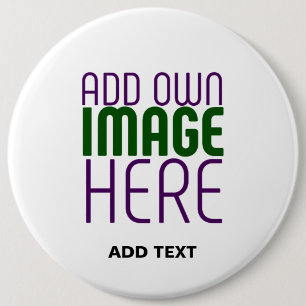 MODERN EDITABLE SIMPLE WHITE IMAGE TEXT TEMPLATE 6 INCH ROUND BUTTON