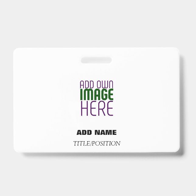 MODERN EDITABLE SIMPLE WHITE IMAGE TEXT TEMPLATE BADGE (Front)