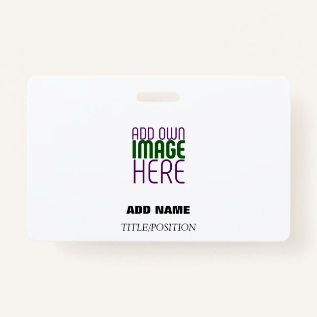 MODERN EDITABLE SIMPLE WHITE IMAGE TEXT TEMPLATE BADGE (Front)