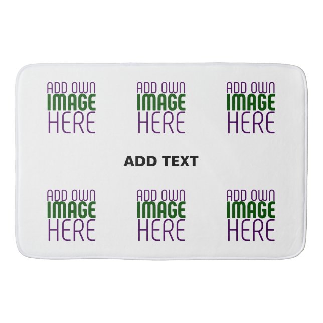 MODERN EDITABLE SIMPLE WHITE IMAGE TEXT TEMPLATE BATH MAT (Front)