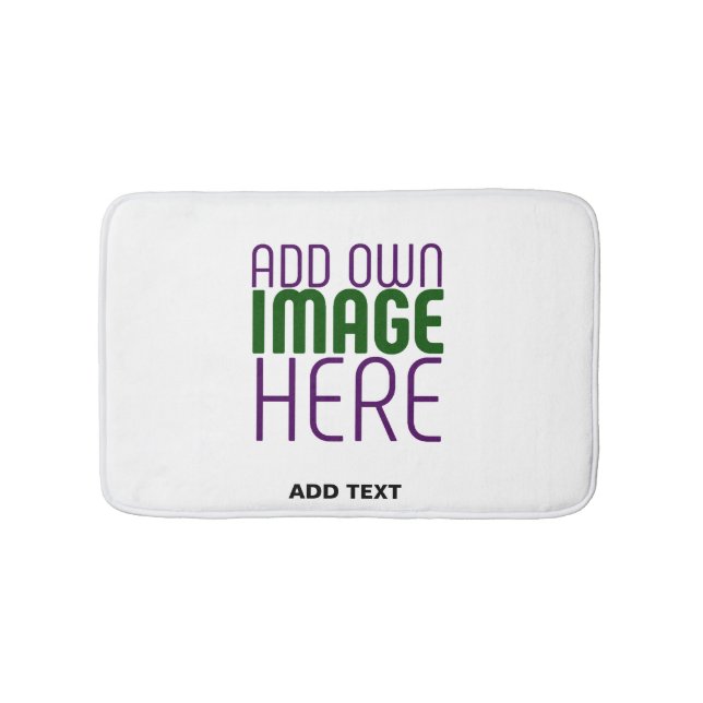 MODERN EDITABLE SIMPLE WHITE IMAGE TEXT TEMPLATE BATH MAT (Front)