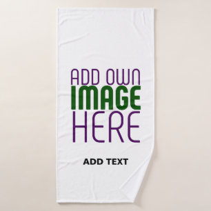 MODERN EDITABLE SIMPLE WHITE IMAGE TEXT TEMPLATE BATH TOWEL