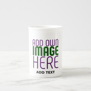 MODERN EDITABLE SIMPLE WHITE IMAGE TEXT TEMPLATE BONE CHINA MUG