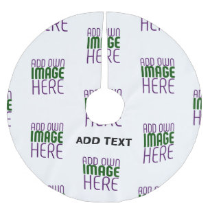  MODERN EDITABLE SIMPLE WHITE IMAGE TEXT TEMPLATE BRUSHED POLYESTER TREE SKIRT