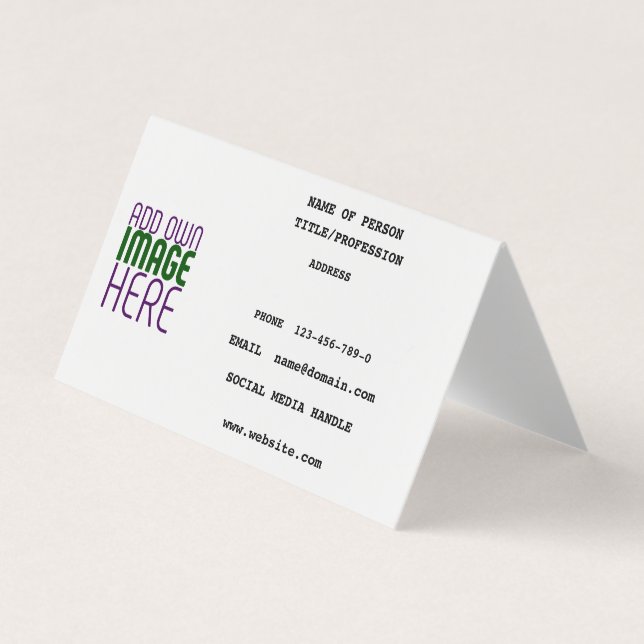 MODERN EDITABLE SIMPLE WHITE IMAGE TEXT TEMPLATE BUSINESS CARD (Front)