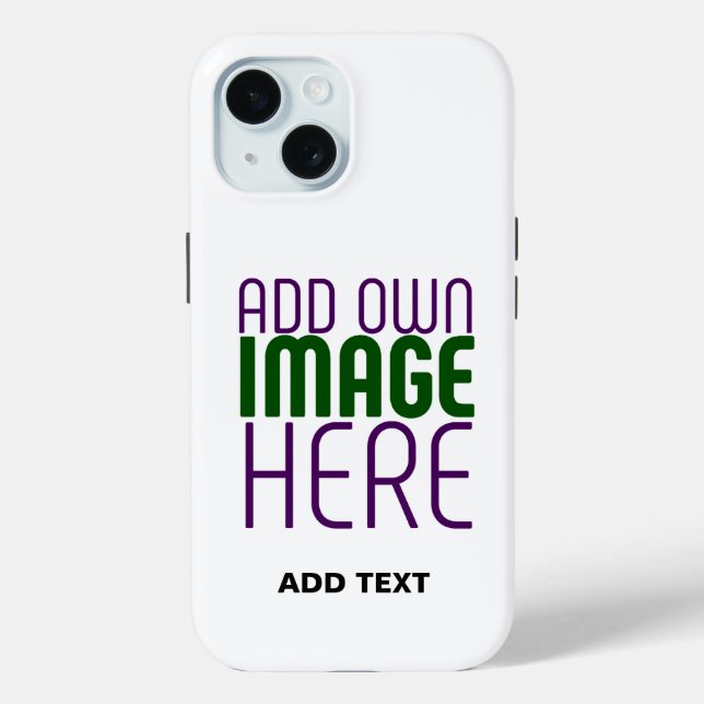 MODERN EDITABLE SIMPLE WHITE IMAGE TEXT TEMPLATE Case-Mate iPhone CASE (Back)