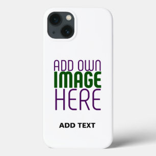 MODERN EDITABLE SIMPLE WHITE IMAGE TEXT TEMPLATE iPhone 13 CASE