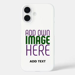 MODERN EDITABLE SIMPLE WHITE IMAGE TEXT TEMPLATE iPhone 16 CASE