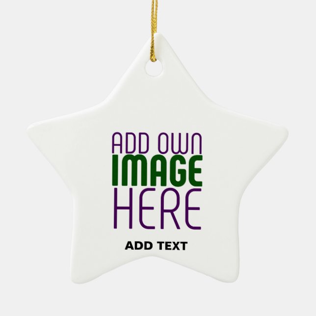  MODERN EDITABLE SIMPLE WHITE IMAGE TEXT TEMPLATE CERAMIC ORNAMENT (Front)