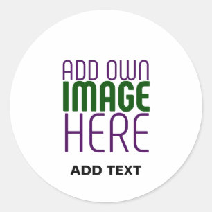 MODERN EDITABLE SIMPLE WHITE IMAGE TEXT TEMPLATE CLASSIC ROUND STICKER