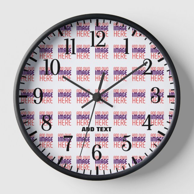 MODERN EDITABLE SIMPLE WHITE IMAGE TEXT TEMPLATE CLOCK (Front)