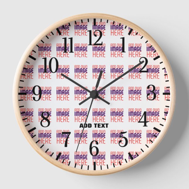 MODERN EDITABLE SIMPLE WHITE IMAGE TEXT TEMPLATE CLOCK (Front)