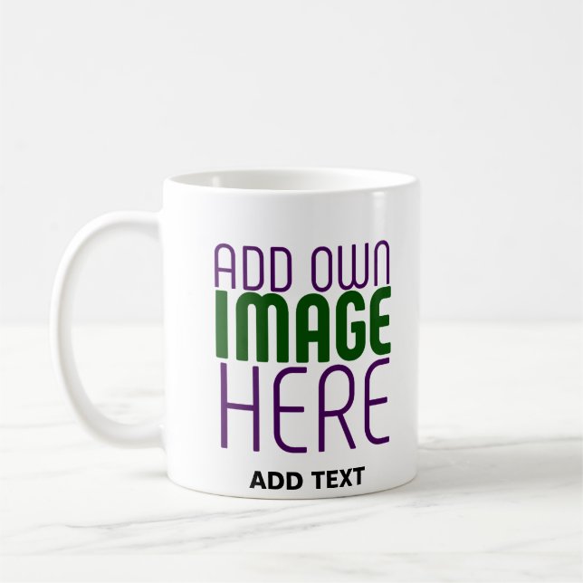 MODERN EDITABLE SIMPLE WHITE IMAGE TEXT TEMPLATE COFFEE MUG (Left)