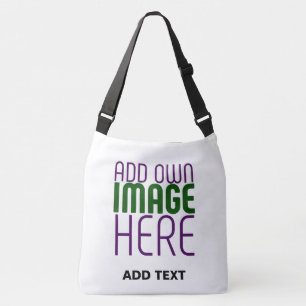 MODERN EDITABLE SIMPLE WHITE IMAGE TEXT TEMPLATE CROSSBODY BAG