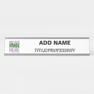 MODERN EDITABLE SIMPLE WHITE IMAGE TEXT TEMPLATE DESK NAME PLATE