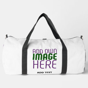 MODERN EDITABLE SIMPLE WHITE IMAGE TEXT TEMPLATE DUFFLE BAG