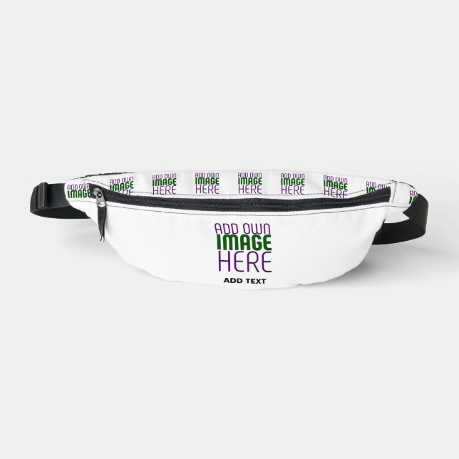 MODERN EDITABLE SIMPLE WHITE IMAGE TEXT TEMPLATE FANNY PACK (Front)