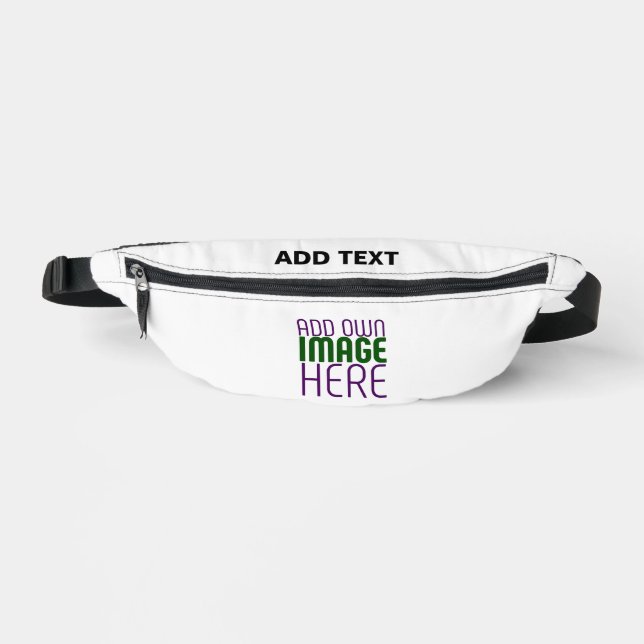 MODERN EDITABLE SIMPLE WHITE IMAGE TEXT TEMPLATE FANNY PACK (Front)