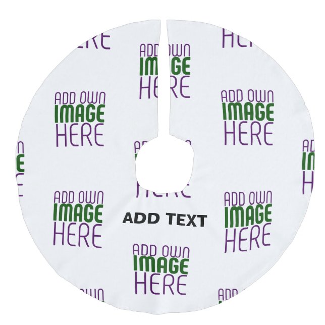  MODERN EDITABLE SIMPLE WHITE IMAGE TEXT TEMPLATE FAUX LINEN TREE SKIRT (Front)