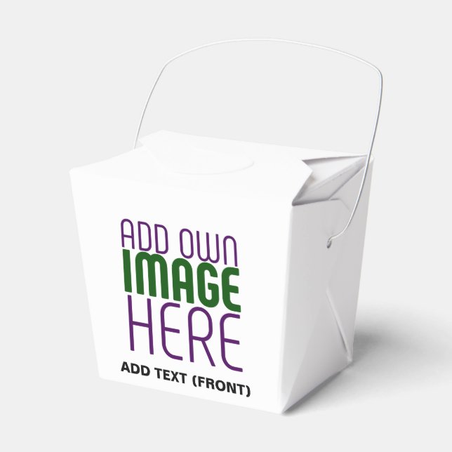MODERN EDITABLE SIMPLE WHITE IMAGE TEXT TEMPLATE FAVOR BOX (Front Side)