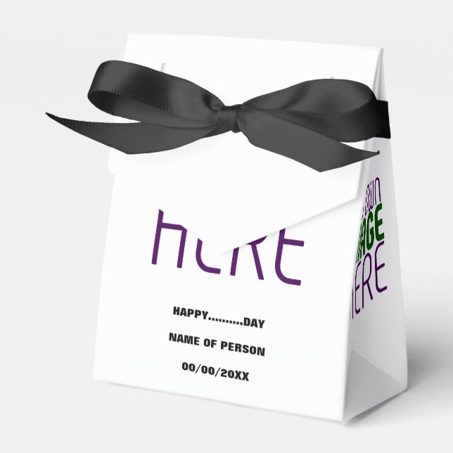 MODERN EDITABLE SIMPLE WHITE IMAGE TEXT TEMPLATE FAVOR BOX (Front Side)
