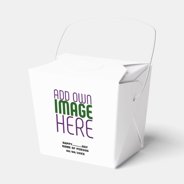 MODERN EDITABLE SIMPLE WHITE IMAGE TEXT TEMPLATE FAVOR BOX (Front Side)