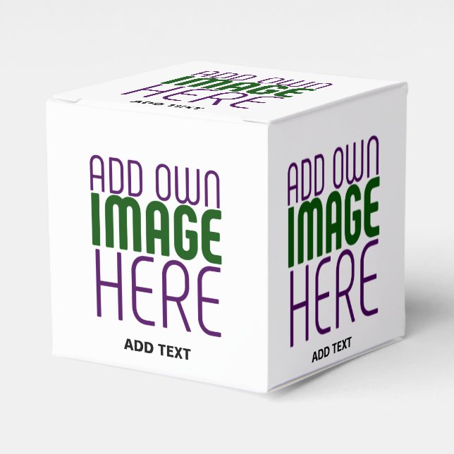MODERN EDITABLE SIMPLE WHITE IMAGE TEXT TEMPLATE FAVOR BOX (Front Side)