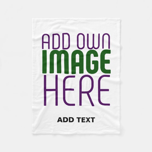 MODERN EDITABLE SIMPLE WHITE IMAGE TEXT TEMPLATE FLEECE BLANKET (Front)