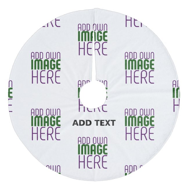  MODERN EDITABLE SIMPLE WHITE IMAGE TEXT TEMPLATE FLEECE TREE SKIRT (Front)
