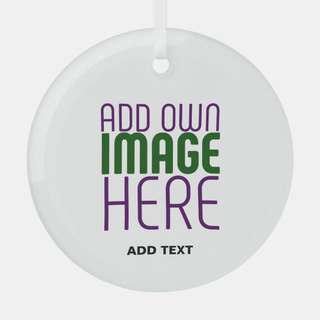  MODERN EDITABLE SIMPLE WHITE IMAGE TEXT TEMPLATE GLASS ORNAMENT (Front)