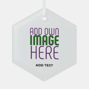  MODERN EDITABLE SIMPLE WHITE IMAGE TEXT TEMPLATE GLASS ORNAMENT