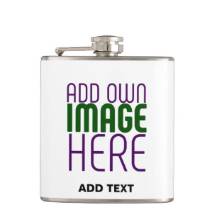 MODERN EDITABLE SIMPLE WHITE IMAGE TEXT TEMPLATE HIP FLASK