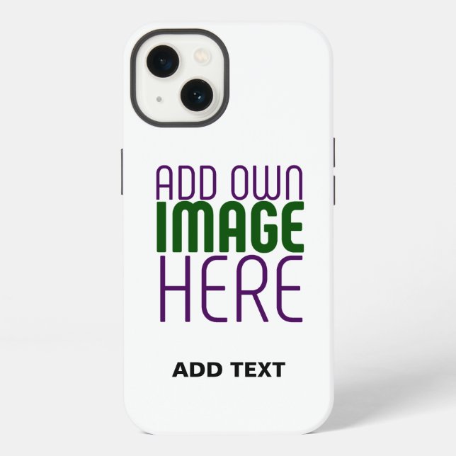 MODERN EDITABLE SIMPLE WHITE IMAGE TEXT TEMPLATE iPhone CASE (Back)