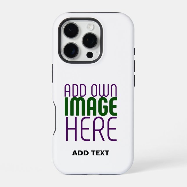 MODERN EDITABLE SIMPLE WHITE IMAGE TEXT TEMPLATE iPhone CASE (Back)