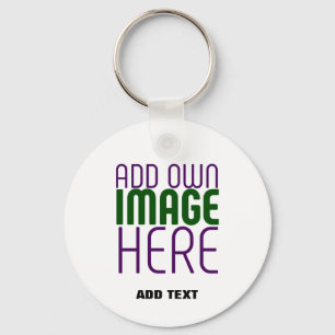 MODERN EDITABLE SIMPLE WHITE IMAGE TEXT TEMPLATE KEYCHAIN